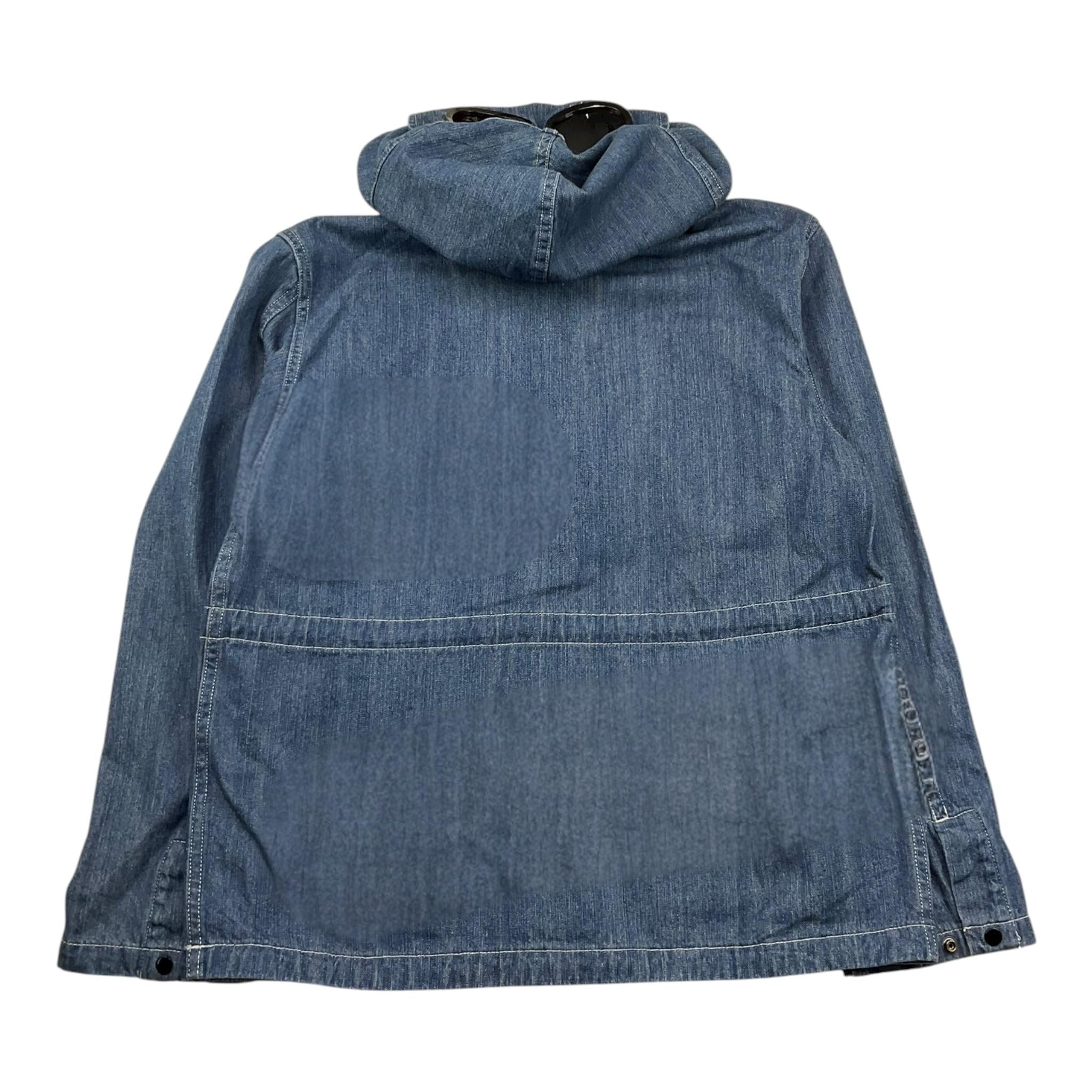 C.P. Company Giubbino In Denim Tinta Unita con Zip E Cappuccio per Bambino CUA002 BLU C.P. COMPANY 