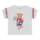 Guess T-Shirt Girocollo Tinta Unita con Stampa per Neonata K5RI12K6YW4N BIANCO GUESS 
