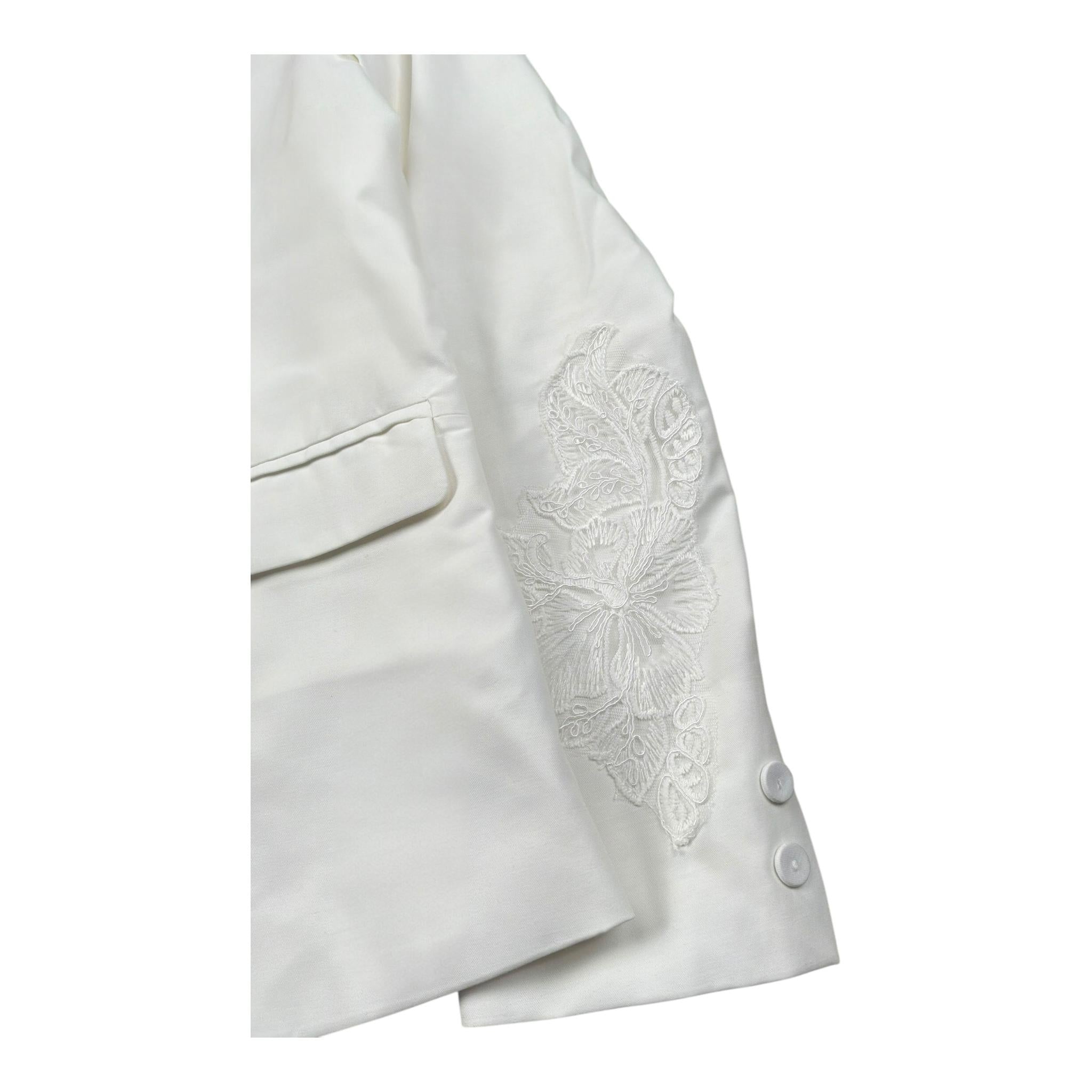 Ermanno Scervino Giacca Tinta Unita Doppiopetto con Ricami per Bambina SFGC008 BIANCO ERMANNO SCERVINO 