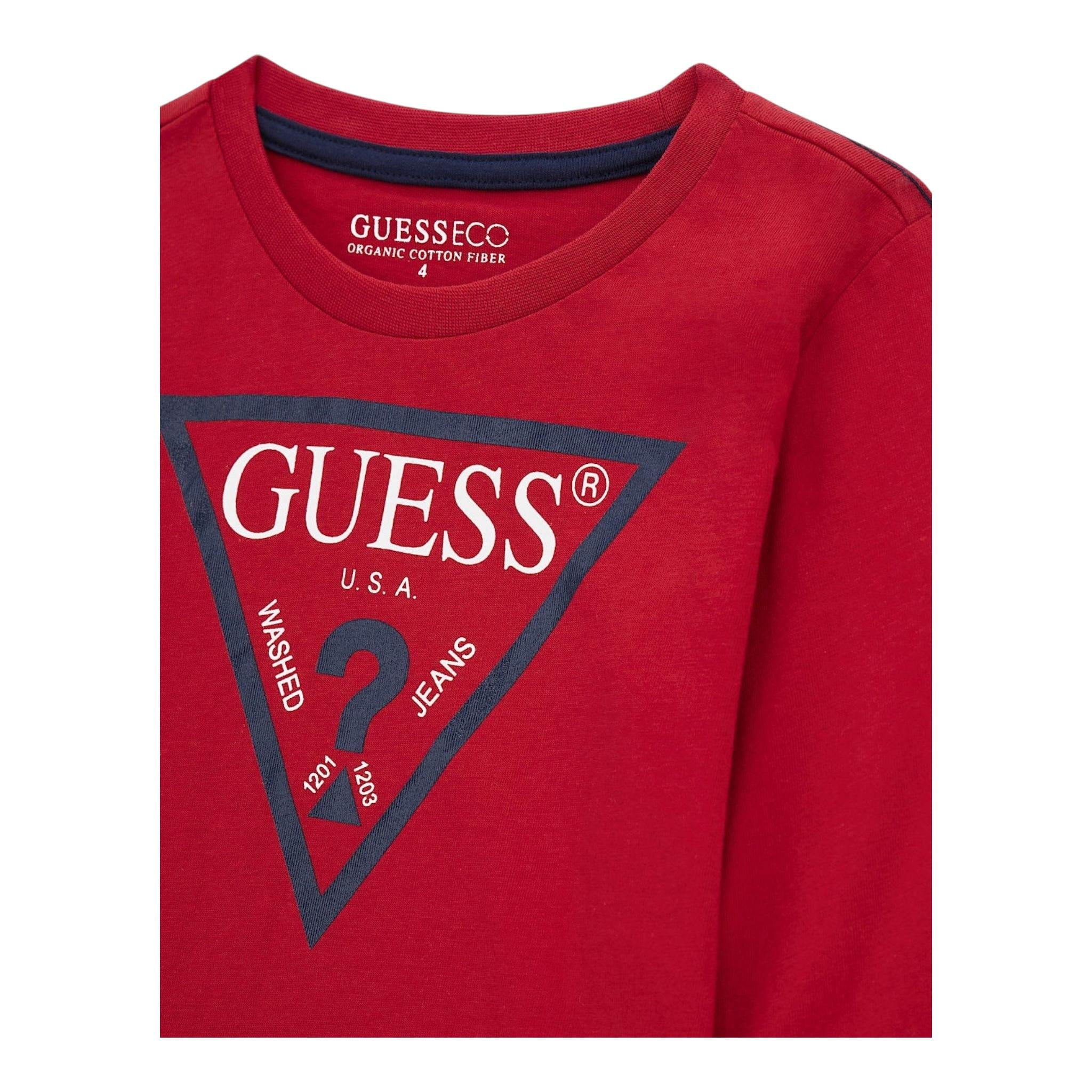 Guess Shirt Girocollo Tinta Unita con Stampa per Neonato N841I24K8HM0 ROSSO GUESS 