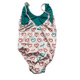 Whitewhale Solid Color One Piece Swimsuit With White Pattern For Girls