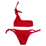 Cotazur 2 Piece One Shoulder Solid Color Swimsuit - Coral Panties For Girls