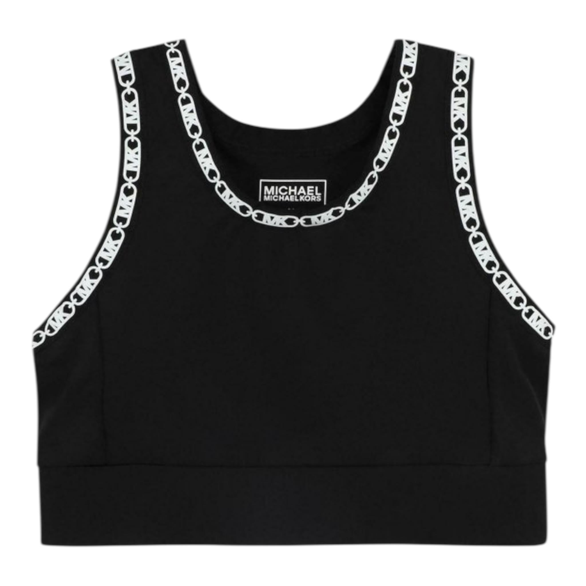 Michael Kors Top Tinta Unita con Contrasti per Bambina R30323X NERO MICHAEL KORS 