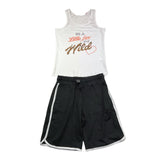 Yours Girl Solid Color Crew Neck Tank Top With Print White For Girls