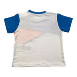 Guess Tricolor Crewneck T-Shirt with Light Blue Print for Newborns