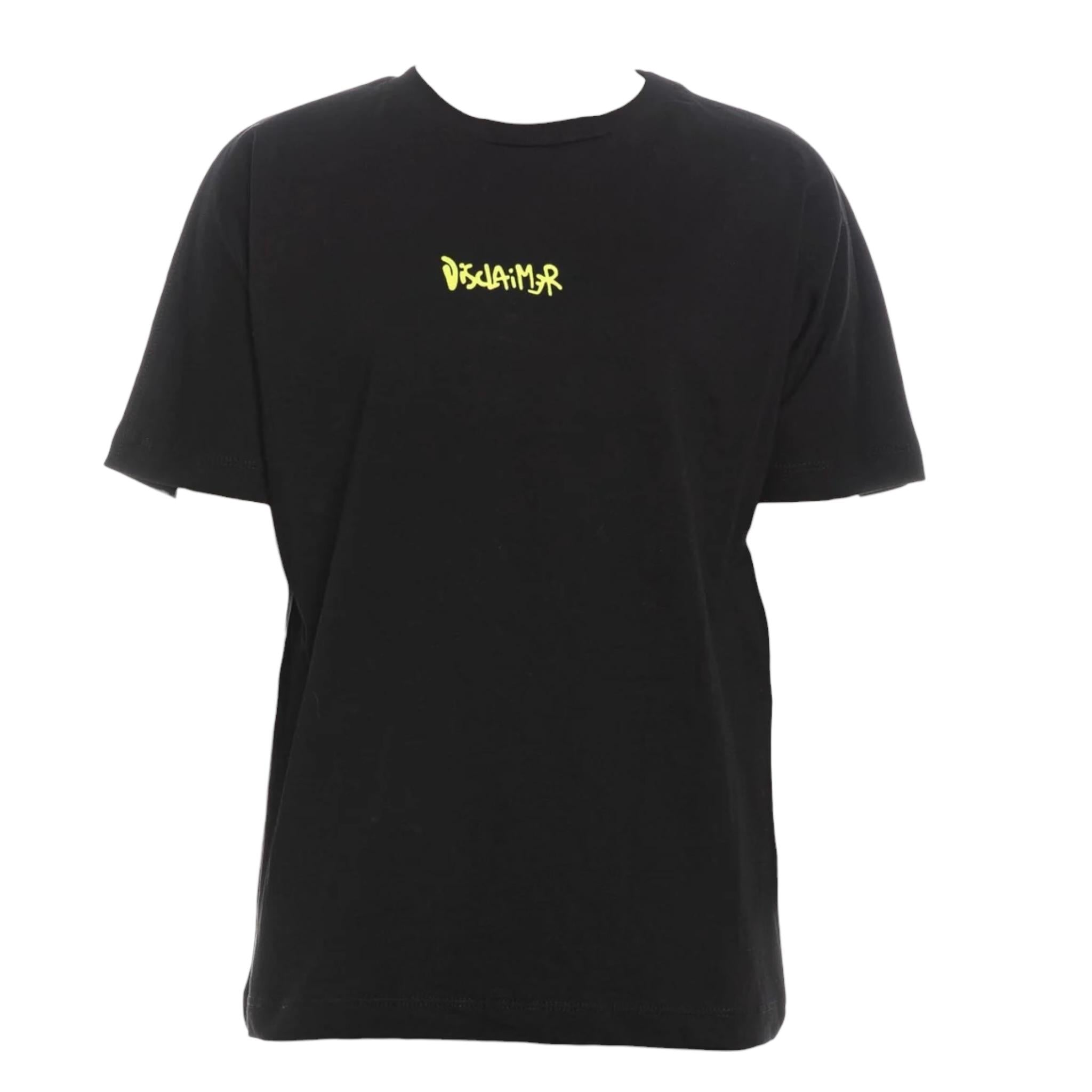 Disclaimer T-Shirt Girocollo Tinta Unita con Stampa per Bambino 25EDK58407X NERO/GIALLO DISCLAIMER 