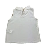 Simonetta Plain White Sleeveless Shirt For Girls