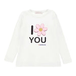Monnalisa Shirt Girocollo Tinta Unita con Stampa per Bambina 19D632 BIANCO MONNALISA 