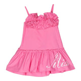 Miss Blumarine Baby Girl's Solid Color Strapless Dresses With Pink Logo Print
