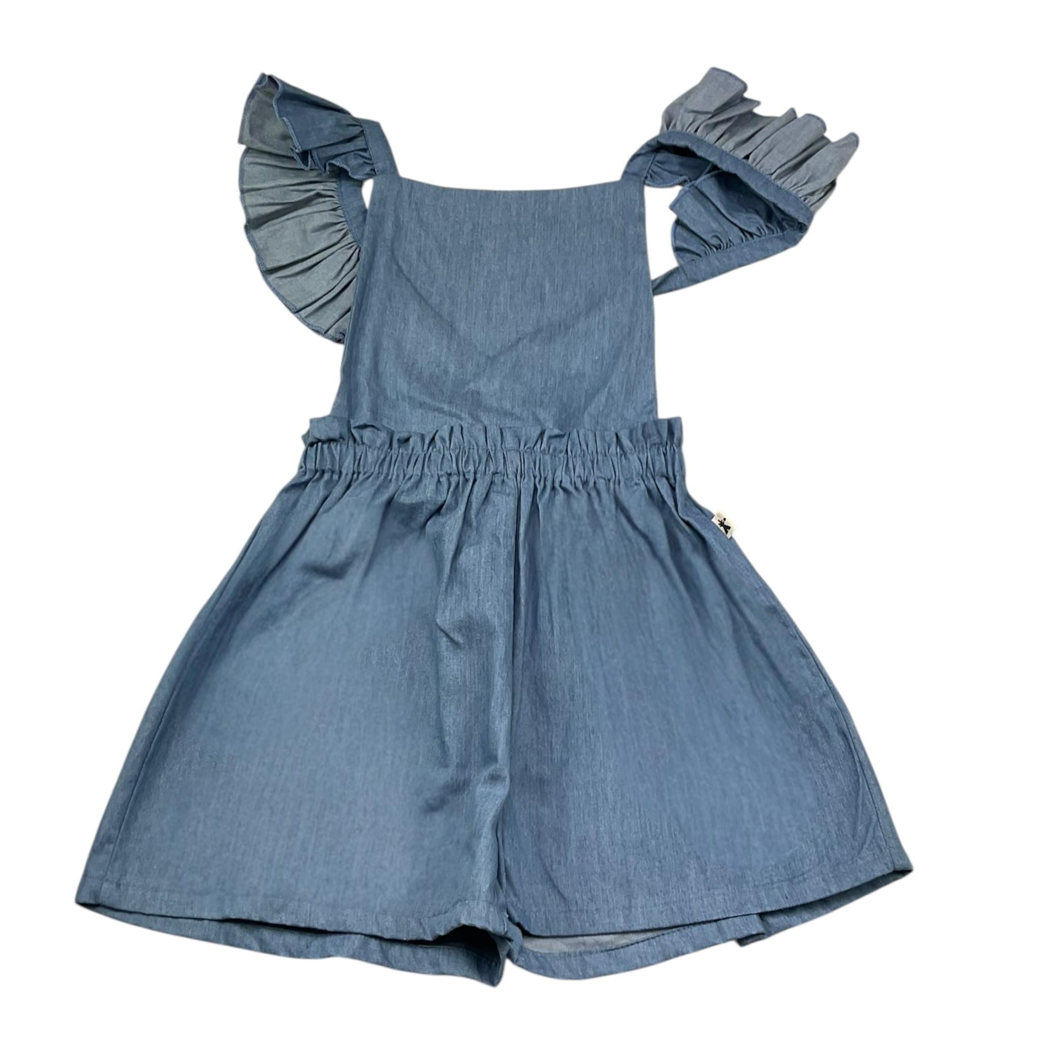 Petit Indi Tuta In Denim Tinta Unita per Bambina SS25BK5137 BLU PETIT INDI 