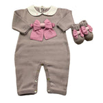 BABY LORD tutina manica lunga tinta unita cn babbucce Beige per Neonata 722 BEIGE BABY LORD 