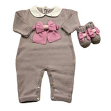 BABY LORD tutina manica lunga tinta unita cn babbucce Beige per Neonata 722 BEIGE BABY LORD 