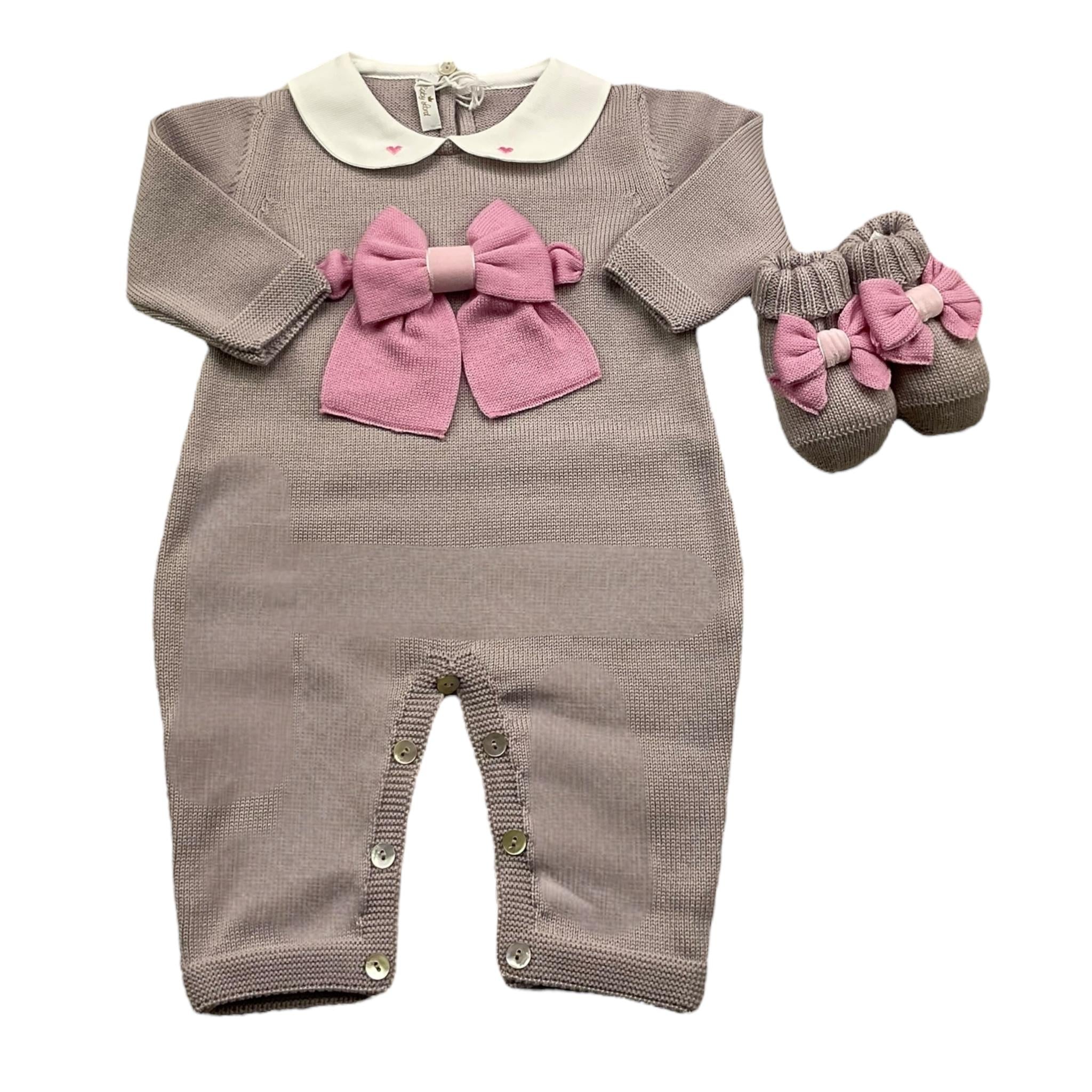 BABY LORD tutina manica lunga tinta unita cn babbucce Beige per Neonata 722 BEIGE BABY LORD 