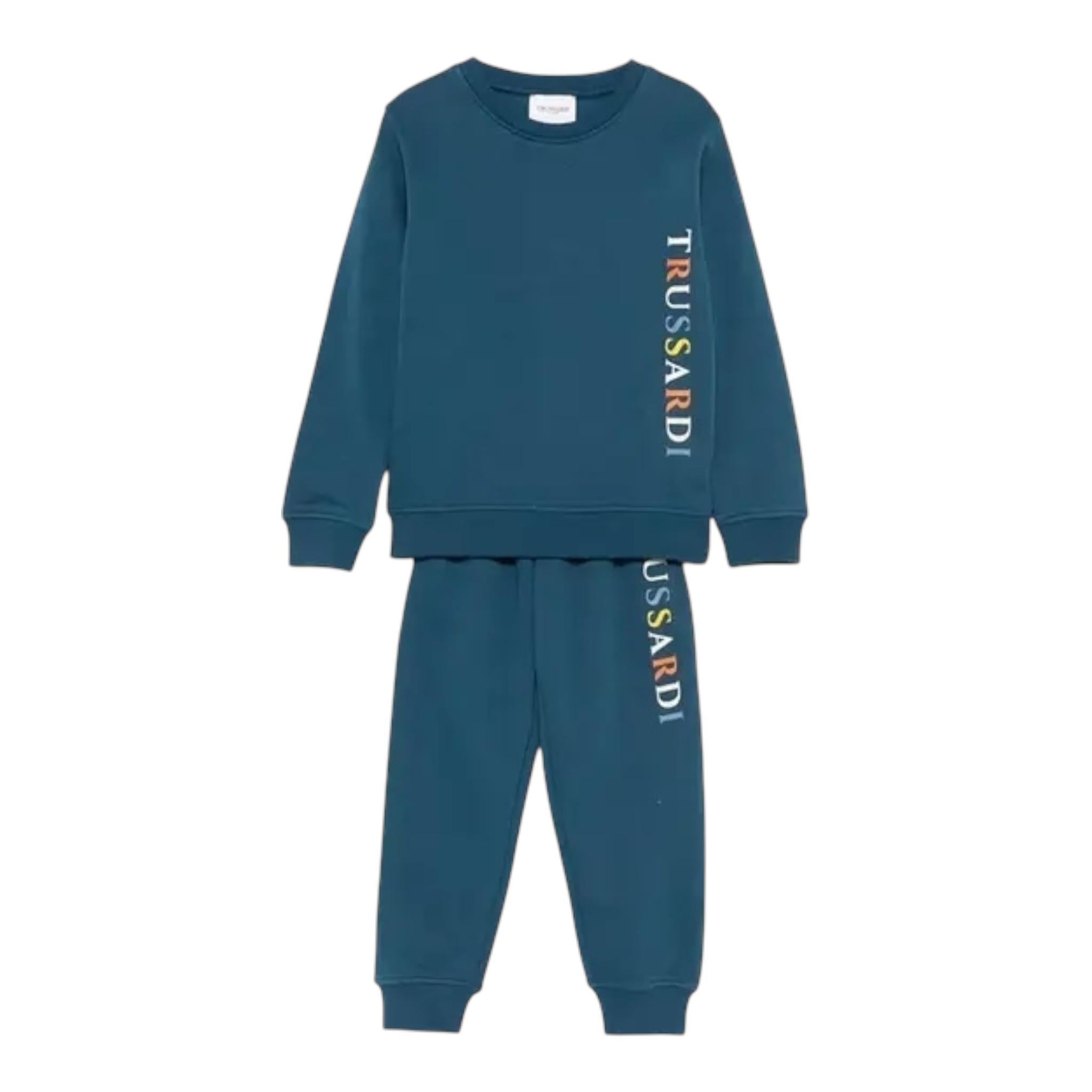 TRUSSARDI completo 2pz felpa-pantalone tinta unita Blu per Neonato TIA24121CFXX BLU TRUSSARDI 