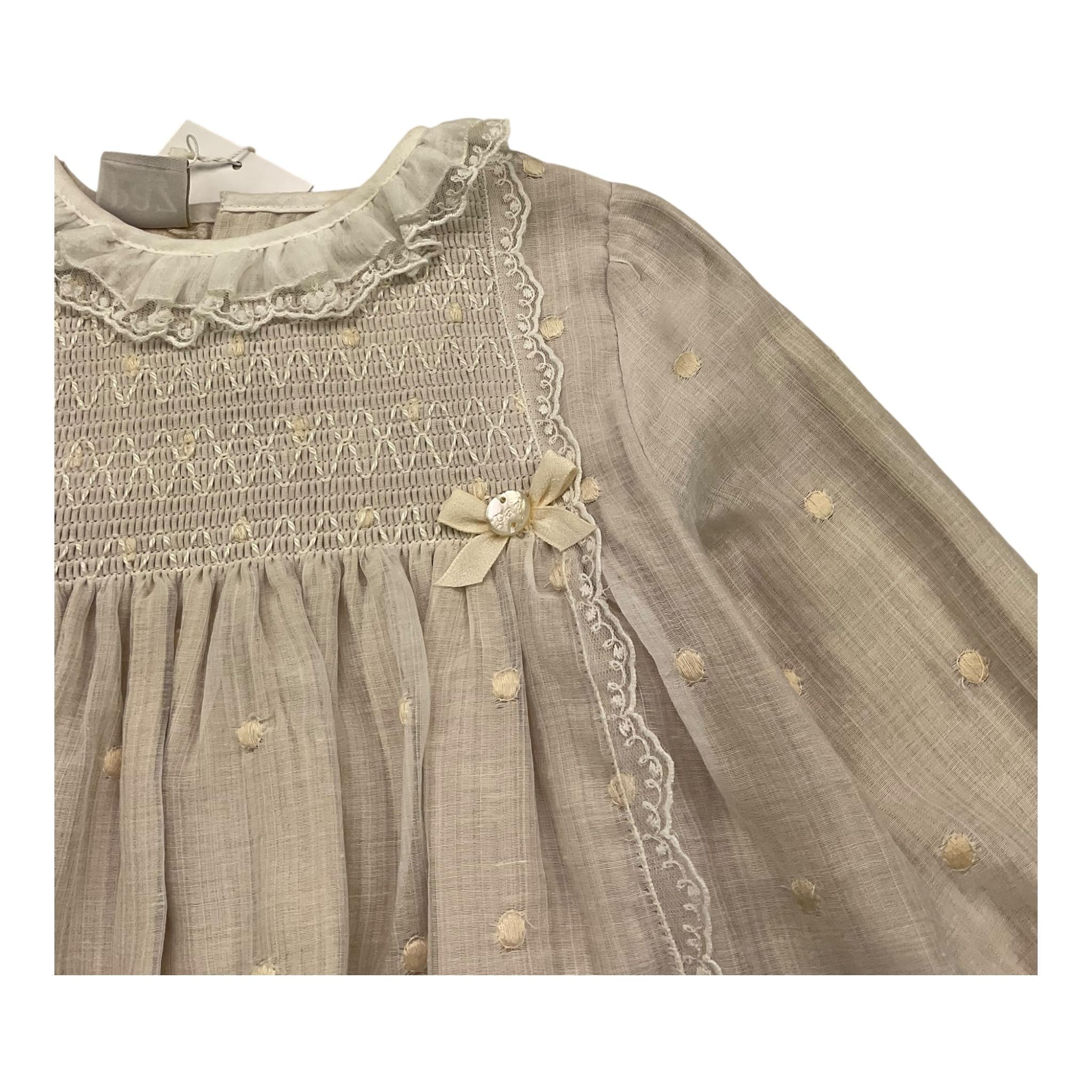 PAZ RODRIGUEZ set abito manica lunga con culotte tinta unita Beige per Neonata 004150918 BEIGE PAZ RODRIGUEZ 