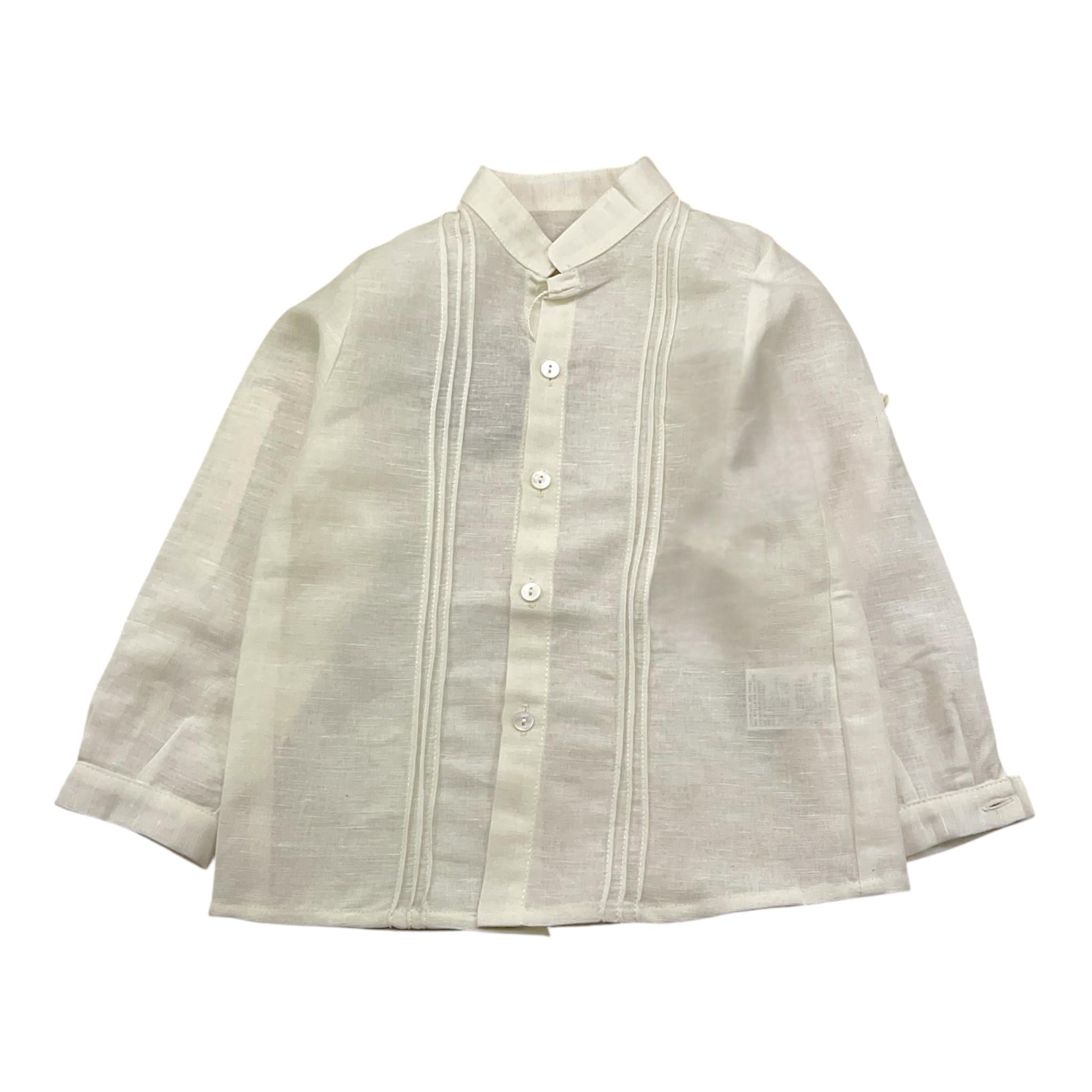 Amaya Camicia Manica Lunga Tinta Unita con Colletto Coreano per Bambino 593300 PANNA AMAYA 