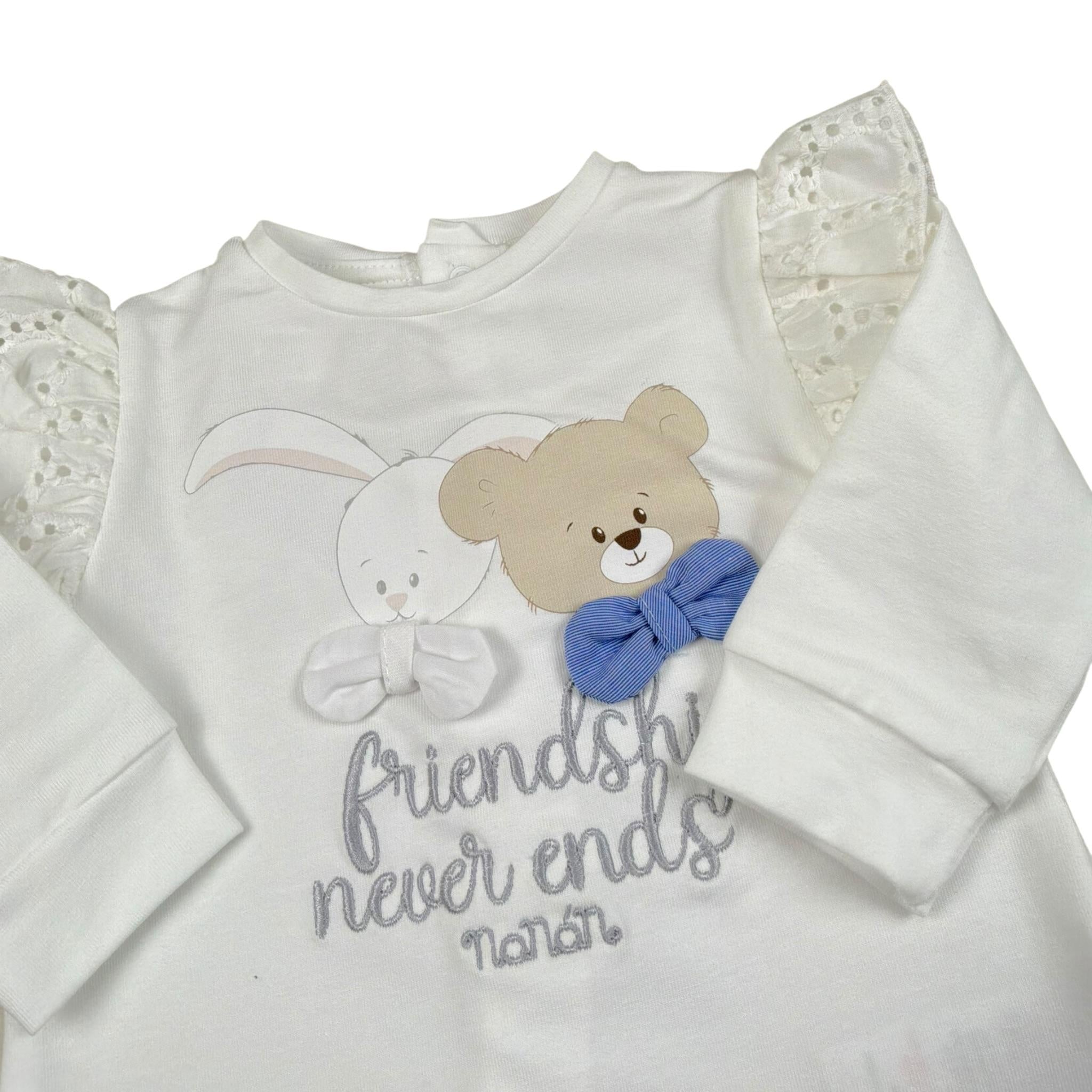 Nanan Tutina tinta unita con Ricami Bianco per Neonata E24418 BIANCO NANAN 