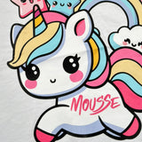 Mousse T-Shirt Girocollo Tinta Unita con Stampa per Bambina UNILEOTT BIANCO MOUSSE 