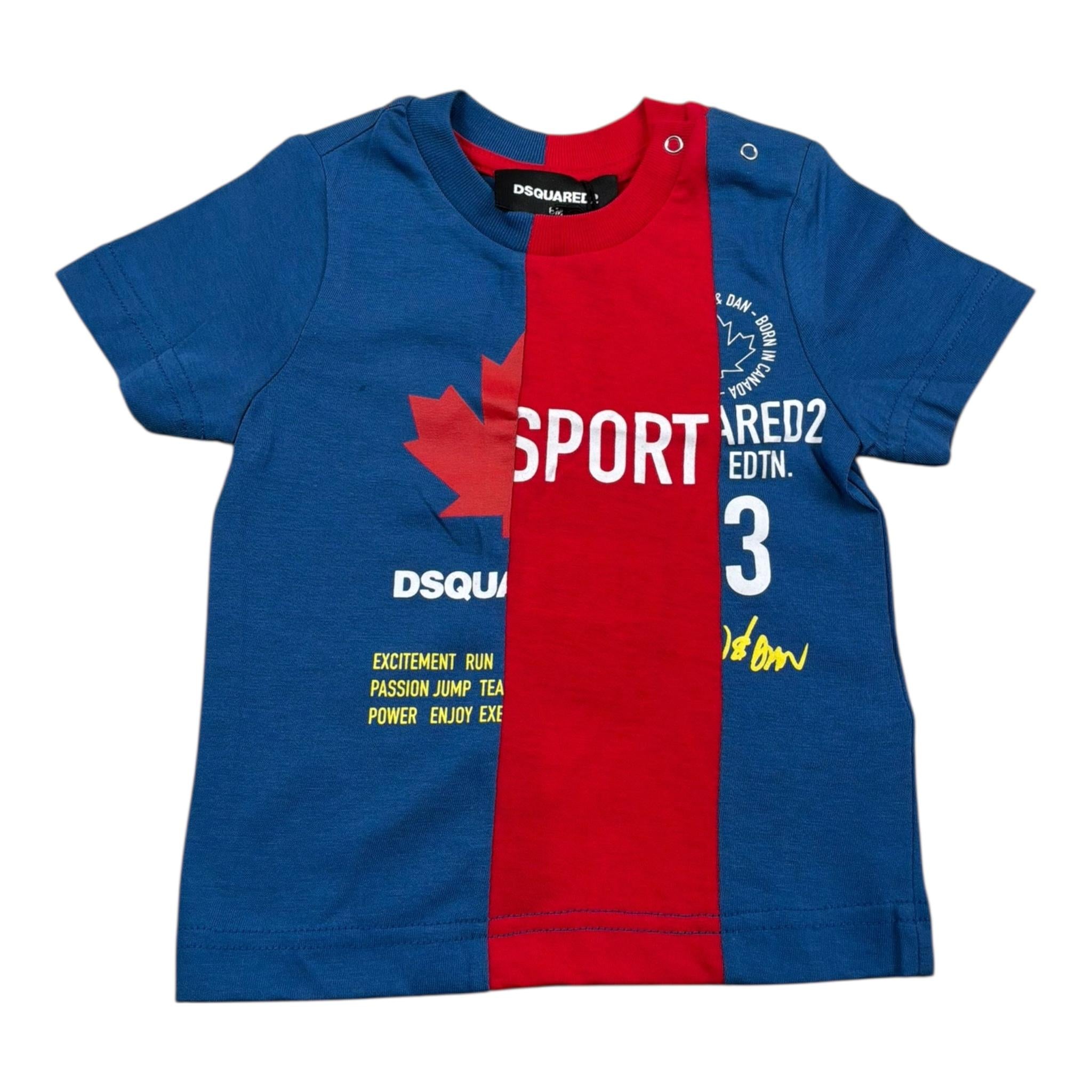 Dsquared2 T-Shirt Girocollo Tinta Unita con Stampa per Neonato DQ0032 BLU DSQUARED2 