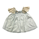 La Stupenderia Solid Color Floral Print Sleeveless Dress White/Blue For Baby Girl