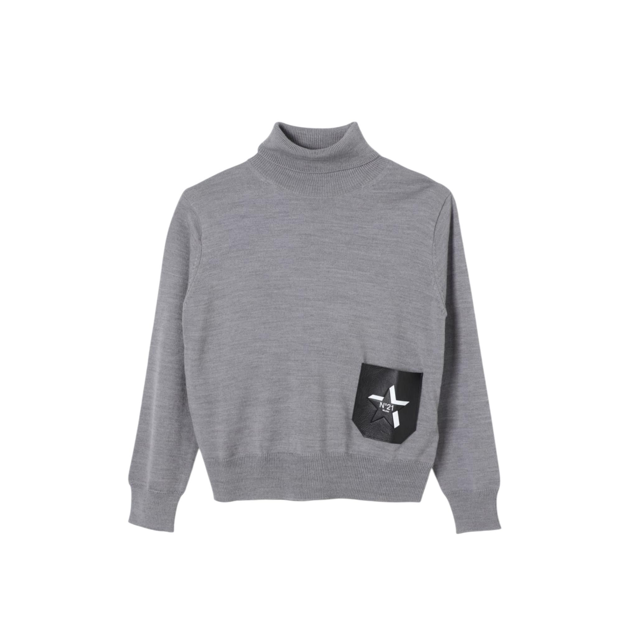 N°21 maglia modello lupetto tinta unita con logo Grigio per Bambino N21956 GRIGIO N°21 