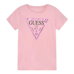Guess T-Shirt Tinta Unita Girocollo con Stampa per Bambina H73I56K8HM0 ROSA GUESS 