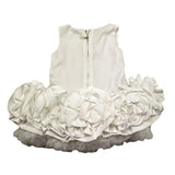 Fun & Fun Abito Giromanica Tinta Unita con Rose per Bambina FNCBDR2906J BIANCO FUN & FUN 