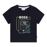 Boss Baby Boy's Solid Color Crew Neck T-Shirt With Blue Print