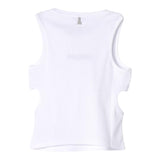 Patrizia Pepe Solid Color Tank Top With White Logo Print For Girls