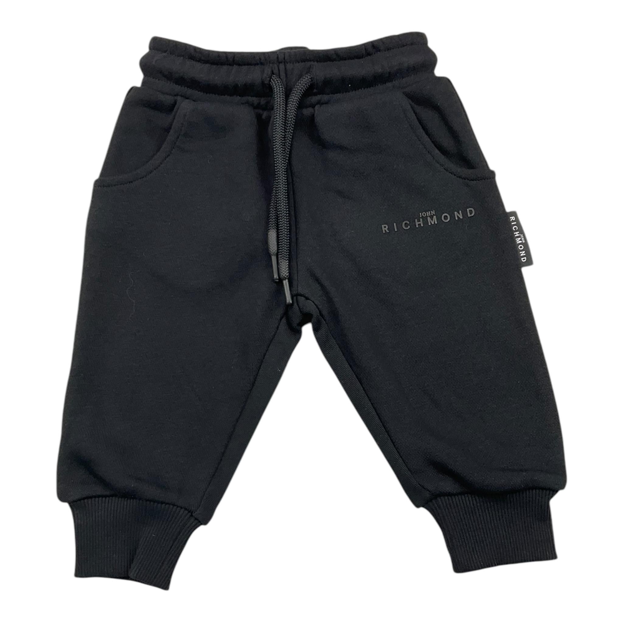 JOHN RICHMOND pantalone tuta tinta unita con logo Nero per Neonato RIA25014PA NERO JOHN RICHMOND 