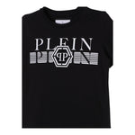 PHILIPPE PLEIN t-shirt girocollo tinta unita con stampa logo Nero per Bambino BTK1265 NERO PHILIPPE PLEIN 