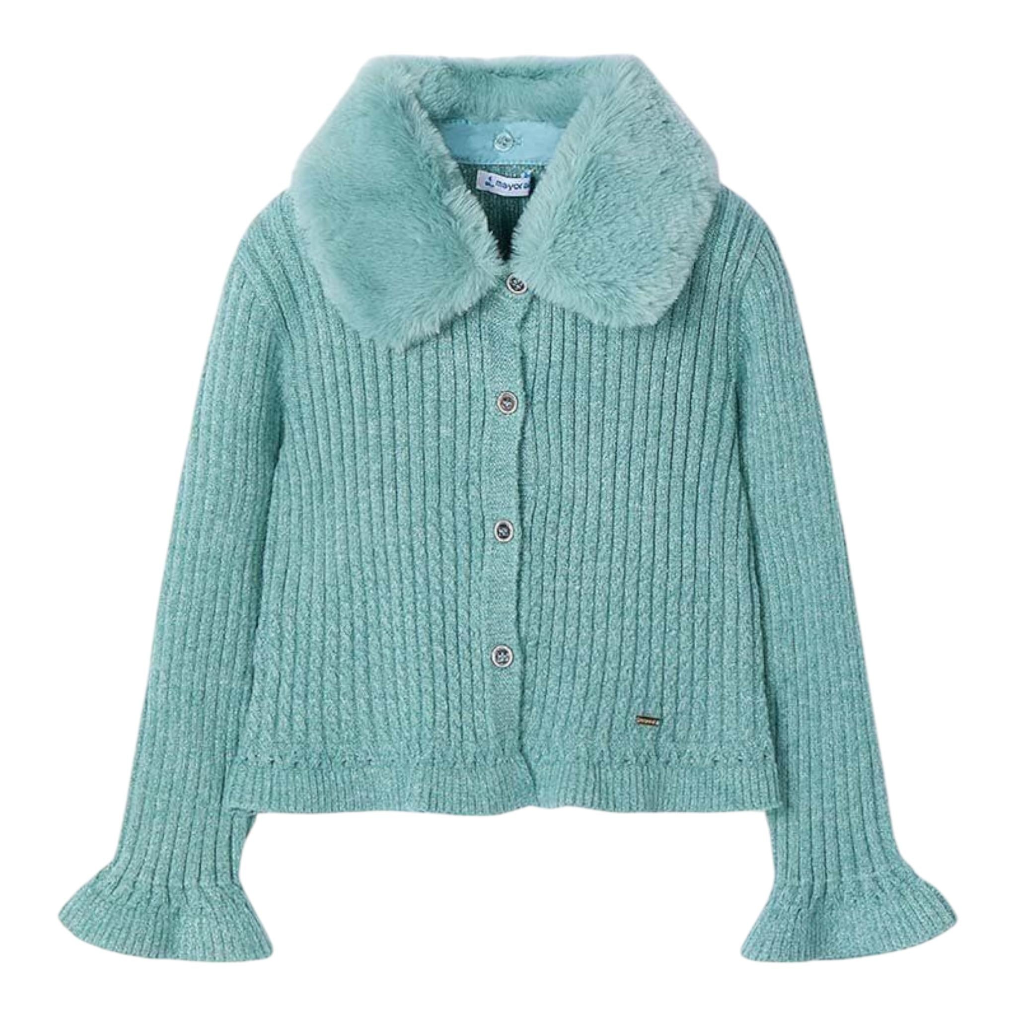 MAYORAL cardigan tinta unita con colletto rimovibile Verde per Bambina 4362 VERDE MAYORAL 