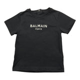 Balmain Solid Color Crew Neck T-Shirt With Black Logo Print For Baby Girls