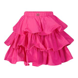 Twinset Solid Color Skirt With Elastic Waist And Fuchsia Ruffles For Girls
