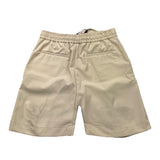 Paolo Pecora Solid Color Bermuda Shorts With Elastic Waist Beige For Boys
