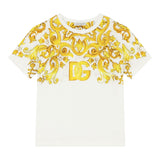 Dolce & Gabbana T-Shirt Girocollo Tinta Unita con Stampa per Bambino L5JTNK BIANCO DOLCE & GABBANA 