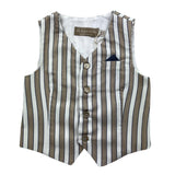 La Stupenderia Solid Color Vest With Beige Striped Pattern For Newborn