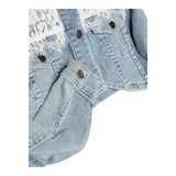 Twinset Plain Denim Jacket With Light Blue Embroidery For Girls