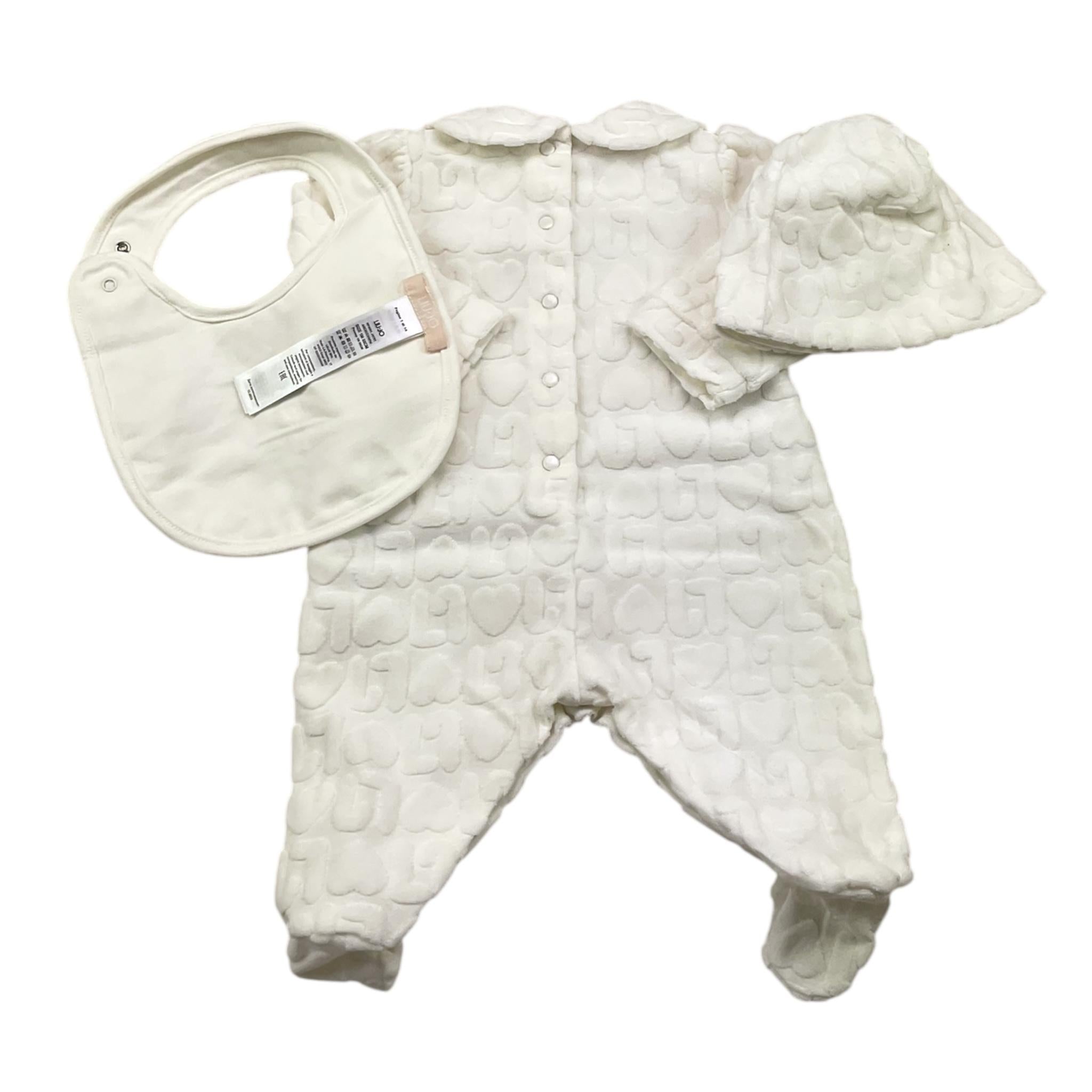 LIU JO set tutina tinta unita con cappello e bavetta in ciniglia Bianco per Neonata HF4001X BIANCO LIU JO 