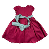Croquettes Dress Half Sleeve Solid Color With Contrast Belt Fuchsia For Girls