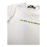 Daniele Alessandrini Solid Color Crew Neck T-Shirt with White Logo Print for Newborns