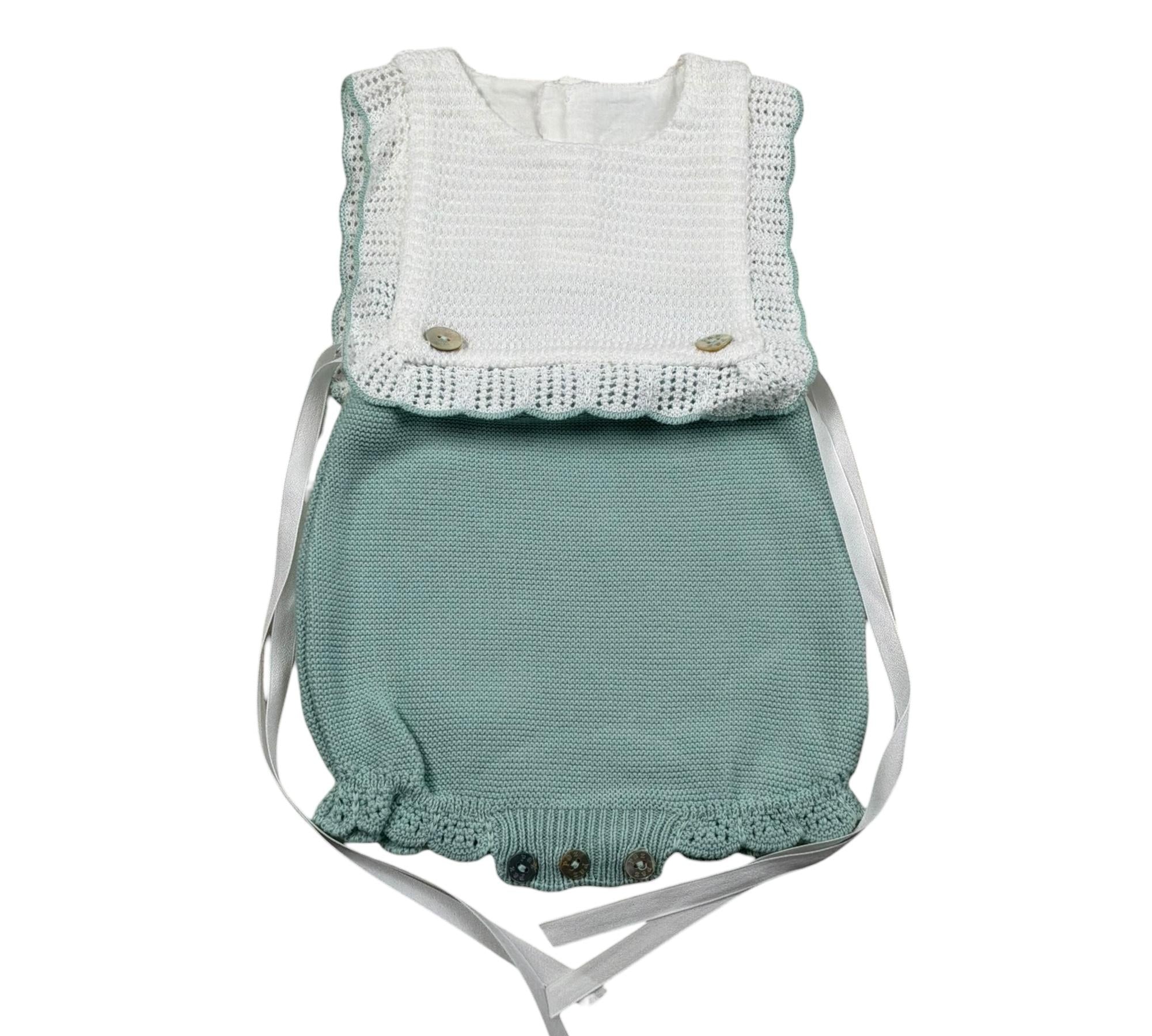 Paz Rodriguez Pagliaccetto Giromanica Bicolore per Neonata 022122541 BIANCO/VERDE PAZ RODRIGUEZ 