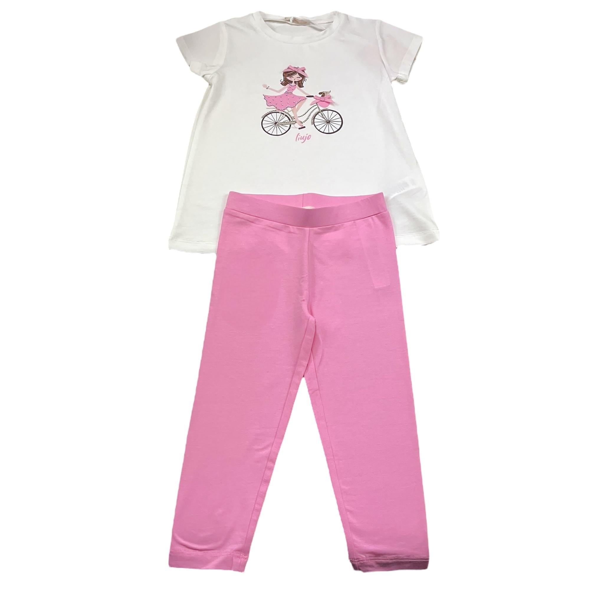 Liu Jo Completo 2 Pezzi T-Shirt-Leggins per Neonata KA5019 BIANCO/ROSA LIU JO 