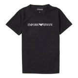 Emporio Armani T-Shirt Girocollo Tinta Unita con Stemma Logo per Bambino EB0004211 BLU EMPORIO ARMANI 