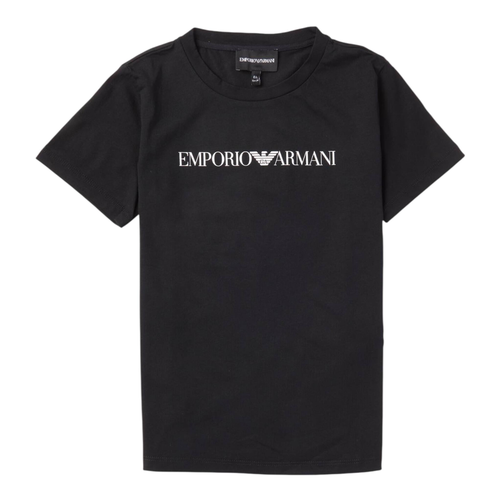 Emporio Armani T-Shirt Girocollo Tinta Unita con Stemma Logo per Bambino EB0004211 BLU EMPORIO ARMANI 