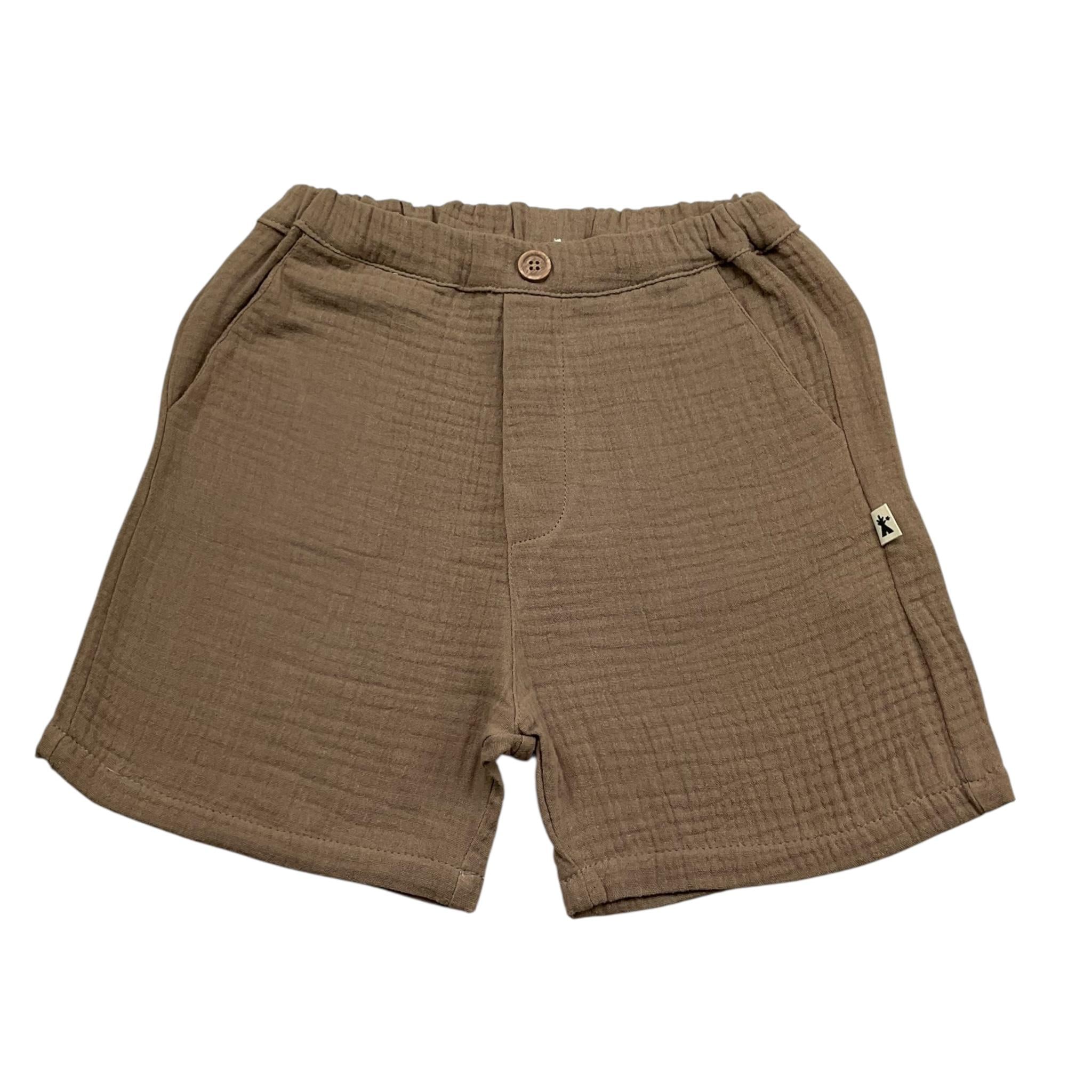 Petit Indi Bermuda Tinta Unita con Elastico In Vita per Bambino SS25BK7528 FANGO PETIT INDI 