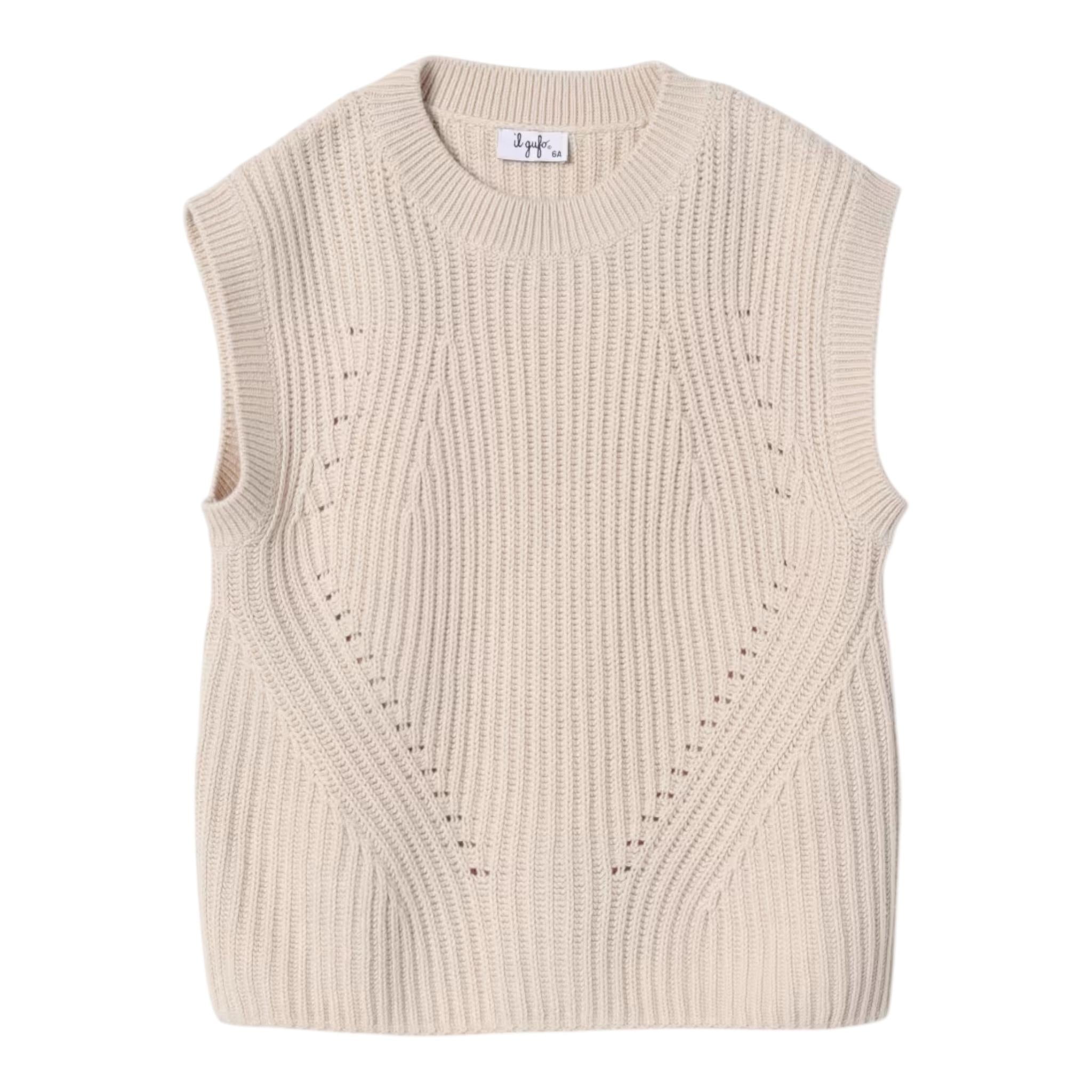 Il Gufo Gilet Tinta Unita In Maglia per Bambina P25GL096M109 BEIGE IL GUFO 