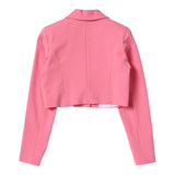Gaelle Pink Solid Color Crop Jacket for Girls
