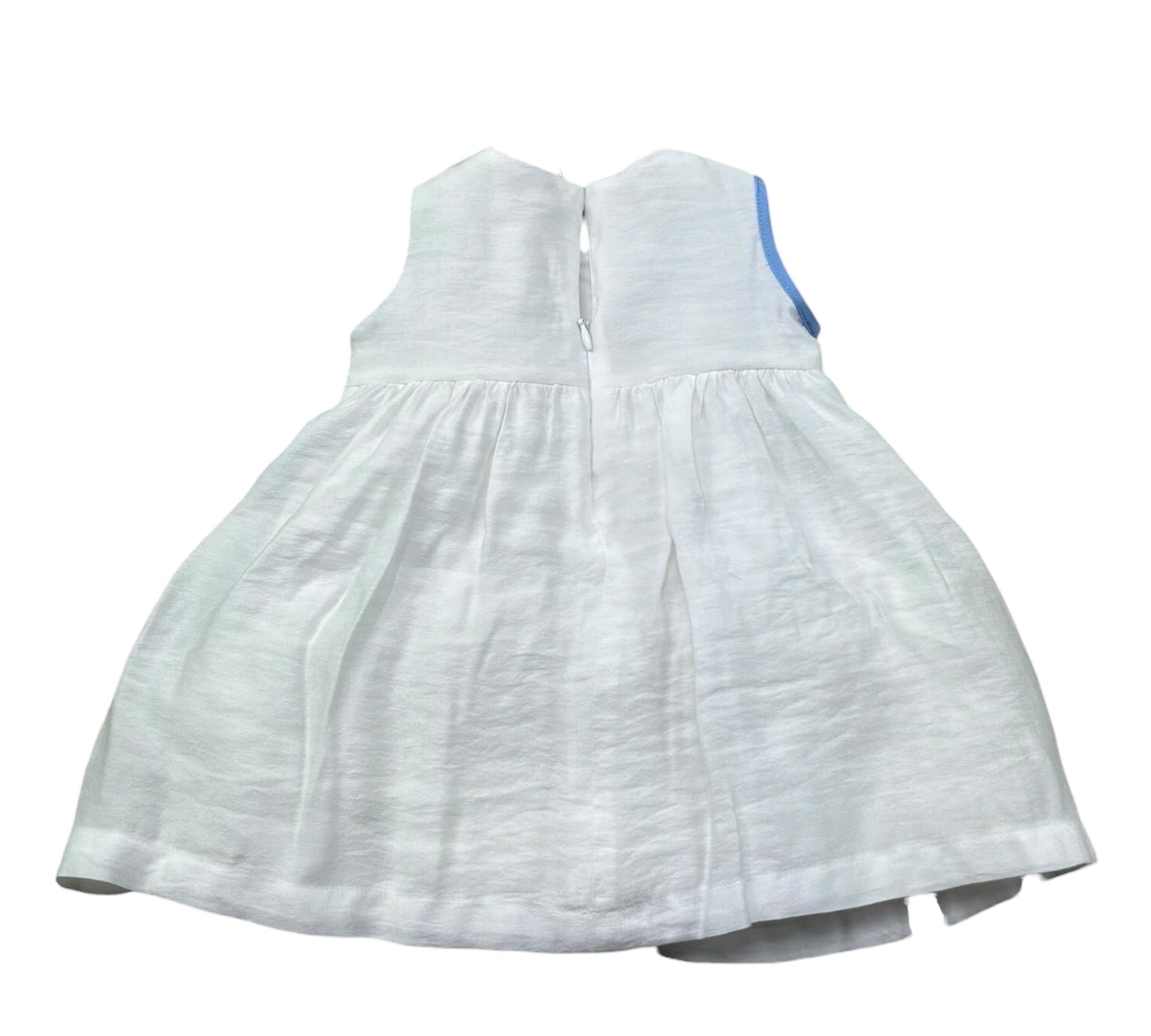 Le Bebe Abito Giromanica Tinta Unita con Fiocco per Neonata LBG6383 BIANCO LE BEBE 