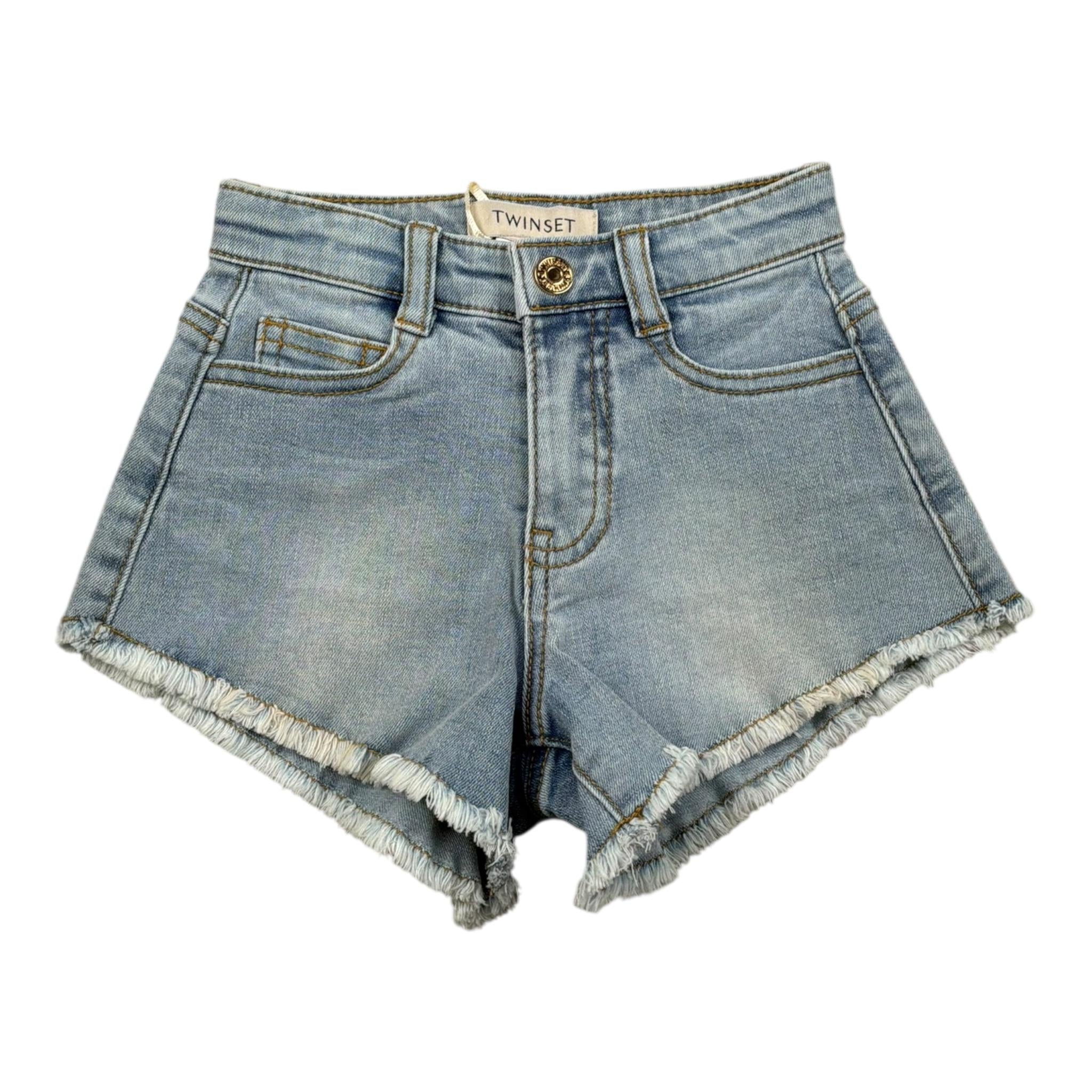 Twinset Short In Denim Tinta Unita con Girovita Regolabile per Bambina 251GJ2521XX AZZURRO TWINSET 